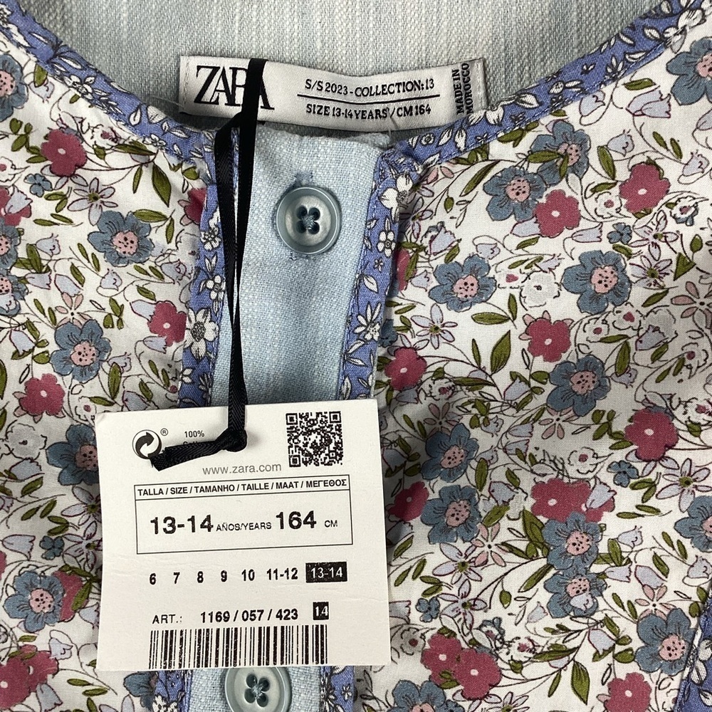 Zara NWT Girls YOKE DETAIL Floral PATCHWORK Jumpsuit Size S(13-14years old) - Picture 5 of 9